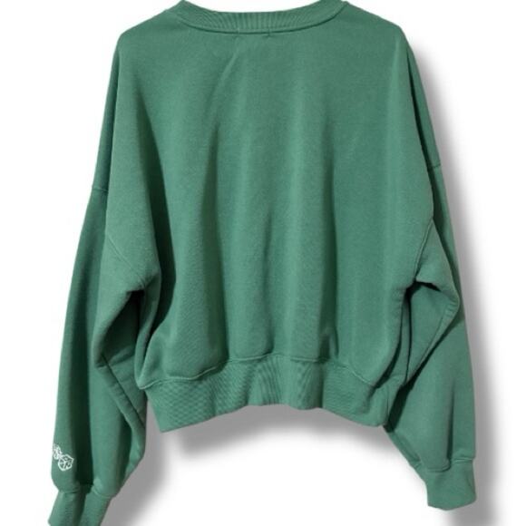 Sunday Retreat women’s large pullover green embroidered Lucky You sweatshirt - Picture 2 of 11